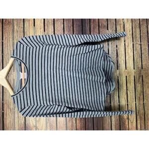 Cabi Women's Medium Gray and Black Striped Long Sleeve Top